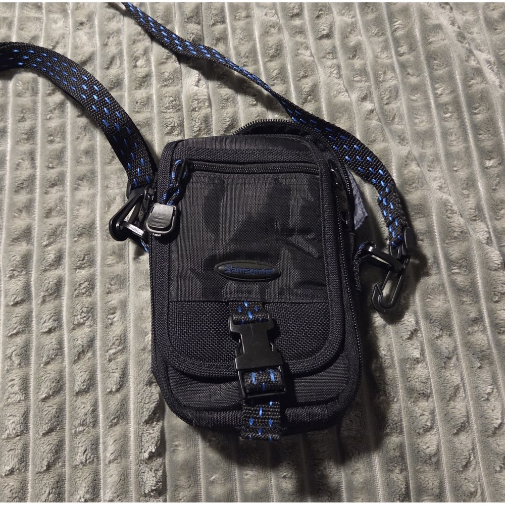 Samsonite Journey 803BK Small Camera Pouch Bag Case Black Blue Adjustable Strap